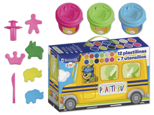 SET AUTOBUS PLASTILINA 12 COLORES+UTENSILIOS